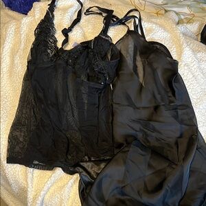 Cacique Black Lace Chemise Intimates Sleepwear